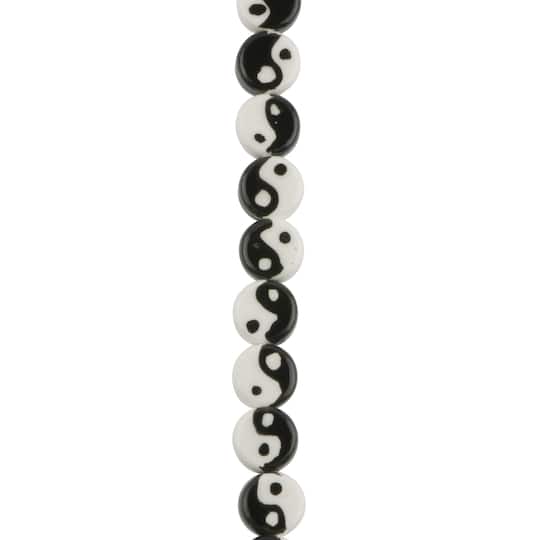 6 Packs: 18 ct. (108 total) Black & White Ceramic Yin Yang Beads, 10mm by Bead Landing™